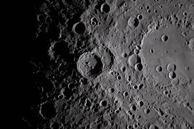 Moon far side craters closeup